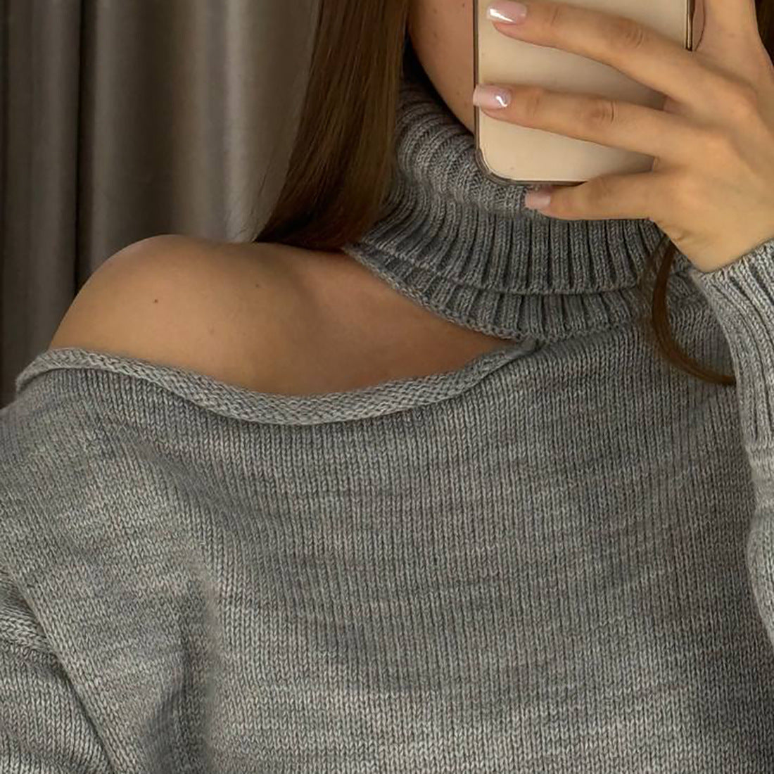 Damen Oversized Pullover mit asymmetrischem Ausschnitt und hohem Kragen Stalluxe