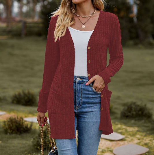 Damen Strickjacke mit Knopfleiste und Taschen Stalluxe