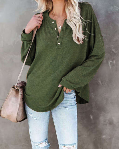 Damen Langarmshirt mit Knopfdetail und lässigem Schnitt Stalluxe