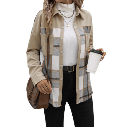 Damen modische Twill-Hemdjacke mit Karomuster und aufgesetzten Taschen Stalluxe