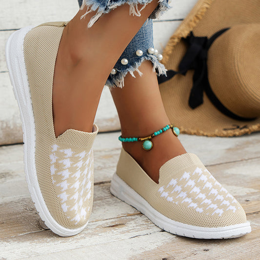 Damen bequeme Slip-On Sneakers im modernen Hahnentrittmuster Stalluxe