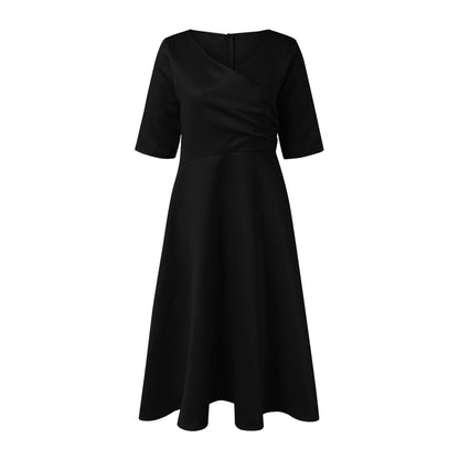 Damen Wickelkleid mit elegantem V-Ausschnitt und schwingendem Saum Stalluxe
