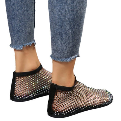 Damen Netzsandalen mit funkelnden Strasssteinen Stalluxe