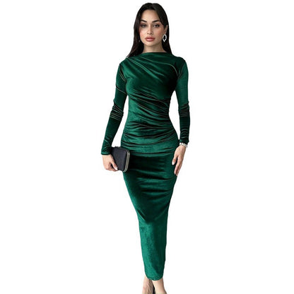 Damen Elegantes Maxikleid mit figurformendem Design und langen Ärmeln Stalluxe