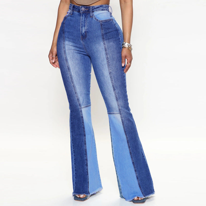 Damen High-Waist Jeans im Colorblock-Design Stalluxe Blau