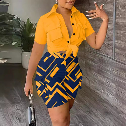 Damen Freizeit Set mit modischem Hemd und stylischen Shorts Stalluxe