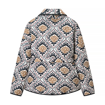 Damen modische blazerjacke mit taillierbarem Gürtel und einzigartigem Muster Stalluxe