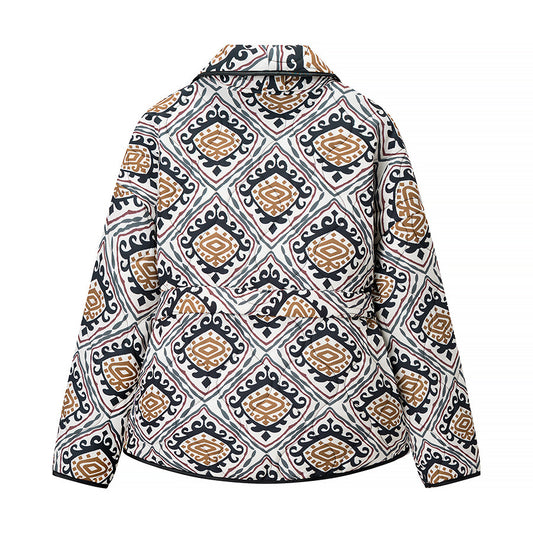 Damen modische blazerjacke mit taillierbarem Gürtel und einzigartigem Muster Stalluxe