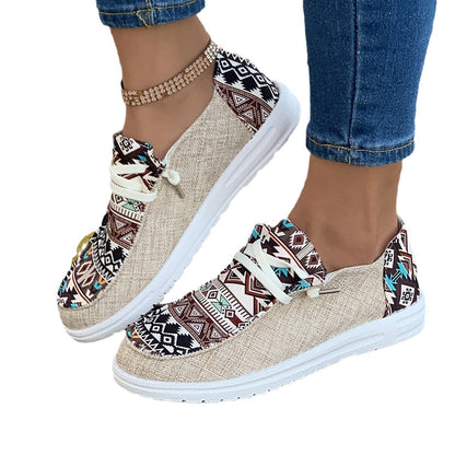 Damen modische Freizeit-Sneaker mit ethnischem Muster Stalluxe