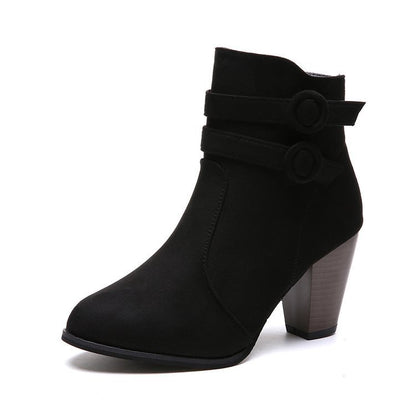 Damen Elegante Ankle Boots mit modischer Knopfdekoration und komfortablem Blockabsatz Stalluxe