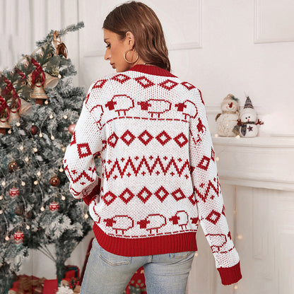 Damen Strickpullover mit festlichem Muster und Rundhalsausschnitt Stalluxe