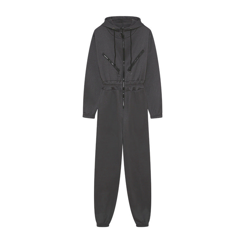 Damen Freizeit-Jumpsuit mit modernem Kapuzen-Design und praktischen Taschen Stalluxe