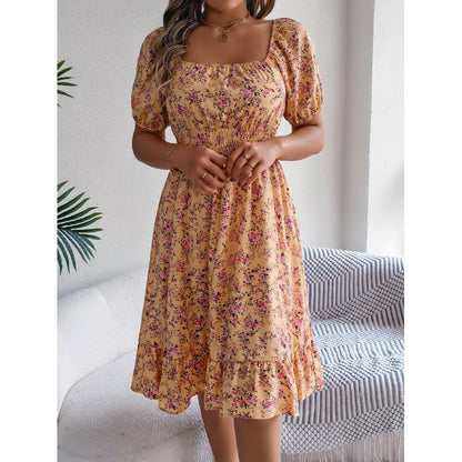 Damen Blumenkleid mit Raffungen und Taillengummi Stalluxe