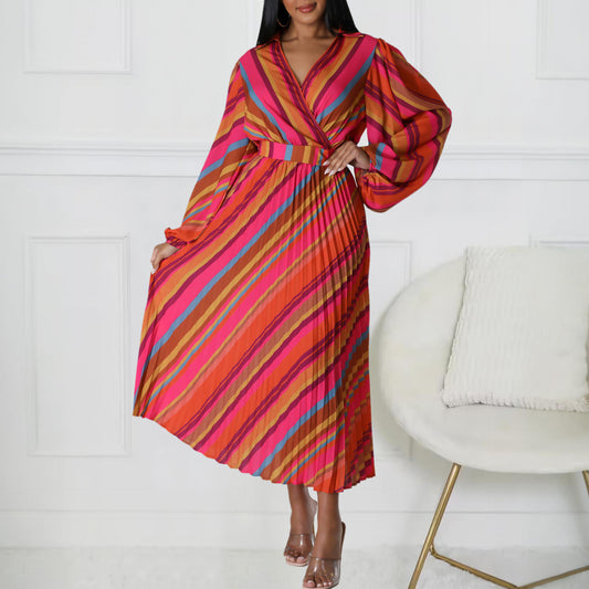Damen Maxikleid mit plissiertem Design und schickem Hemdkragen Stalluxe