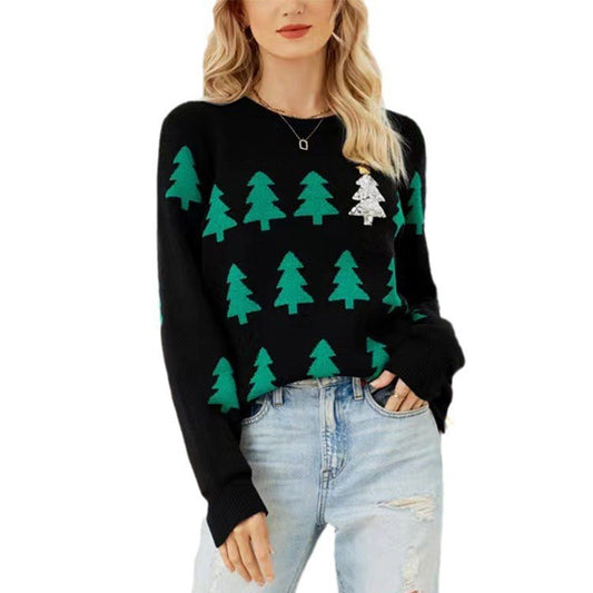 Damen festlicher Strickpullover mit Weihnachtsbaum-Motiv Stalluxe