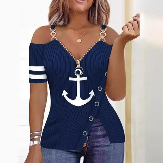 Damen Modisches Oberteil mit asymmetrischem Schnitt und Glitzerdetails Stalluxe