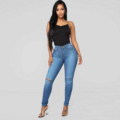 Damen Hochtaillierte Skinny Jeans mit modischen Rissdetails und eleganter Passform Stalluxe
