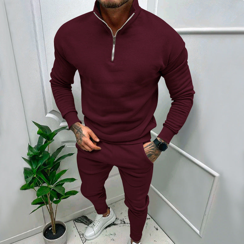 Herren sportlicher Fleece-Pullover mit kurzem Reißverschluss und modischem Schnitt Stalluxe