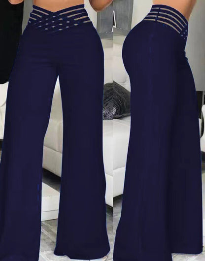 Damen weite Culotte-Hose mit modernem Cut-Out und elastischem Bund Stalluxe
