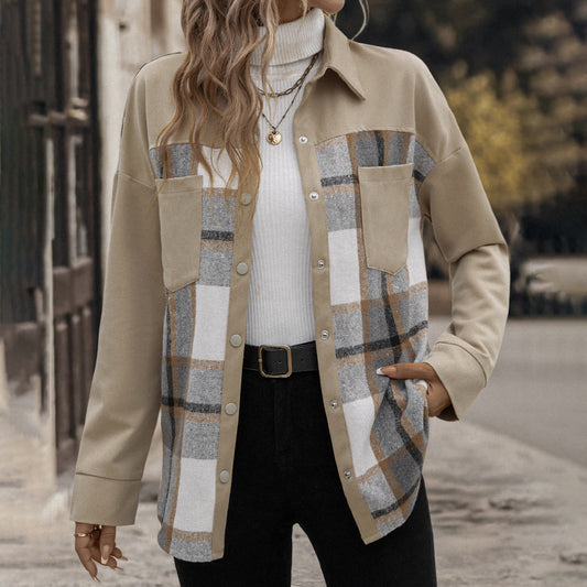 Damen modische Twill-Hemdjacke mit Karomuster und aufgesetzten Taschen Stalluxe