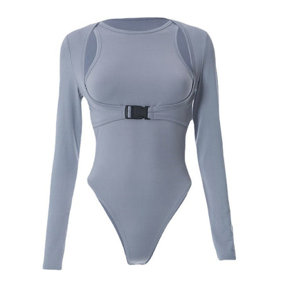 Damen Sportlicher Body mit Cut-Out-Details und verstellbarem Gürtel Stalluxe