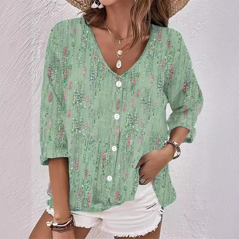 Damen Bluse mit floralem Design und knöpfbarer Vorderseite Stalluxe