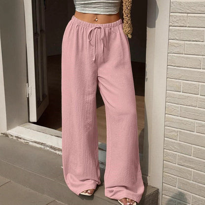 Damen weite Palazzo-Hose aus leichtem und atmungsaktivem Material mit elastischem Bund Stalluxe