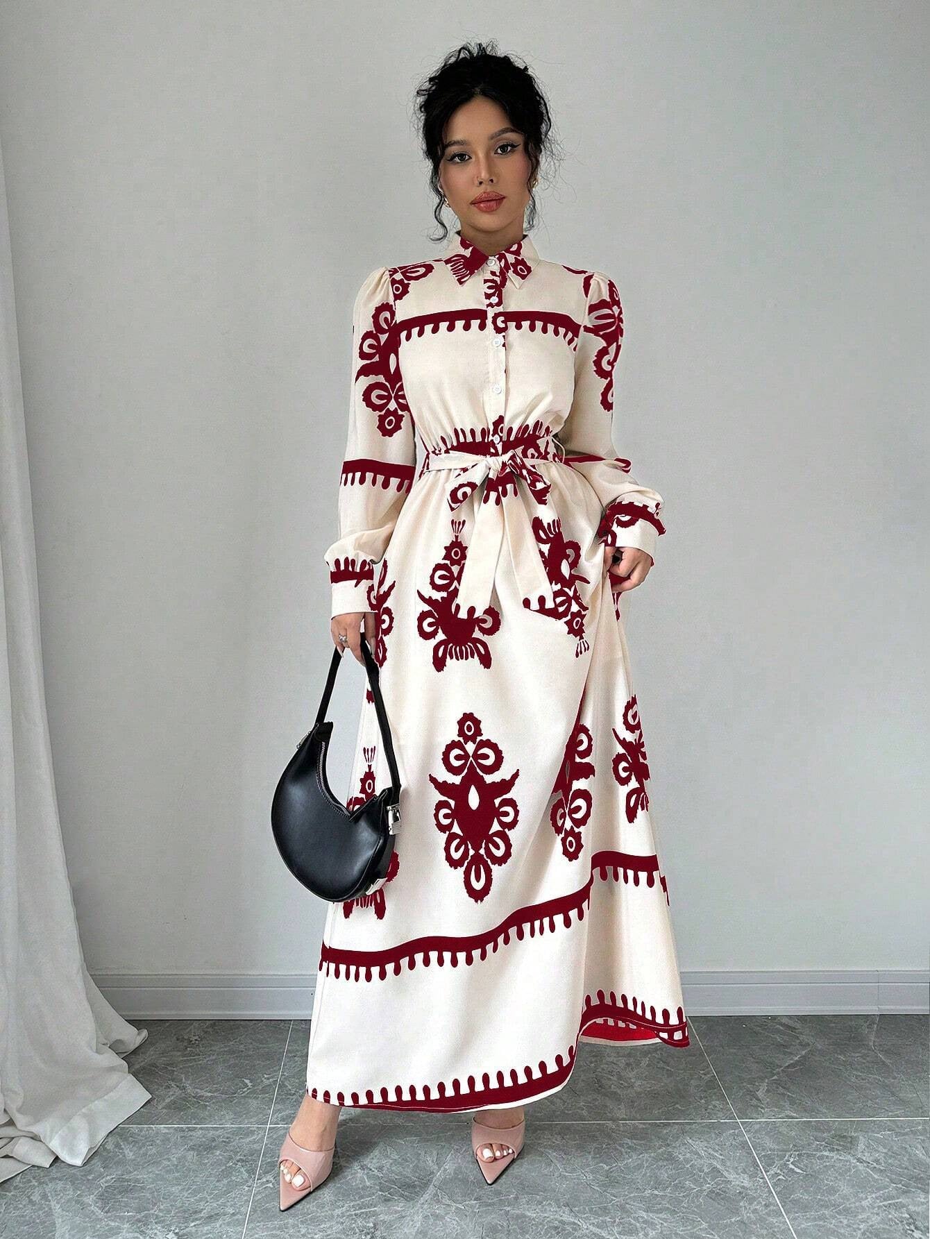 Damen Maxikleid mit Vintage-Muster Stalluxe