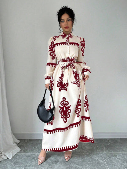 Damen Maxikleid mit Vintage-Muster Stalluxe