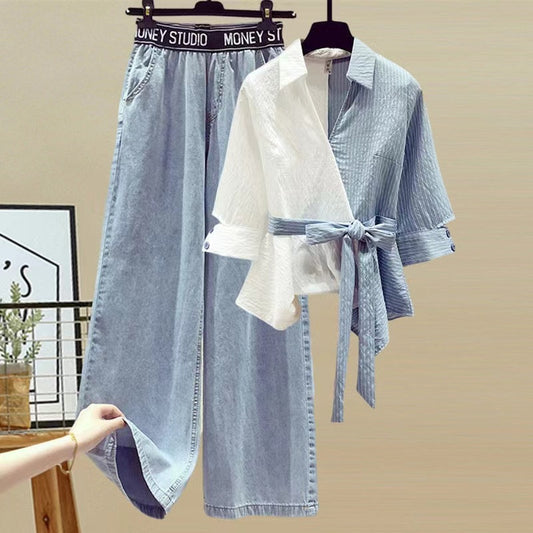 Damen weit geschnittene Jeanshose mit elastischem Bund Stalluxe