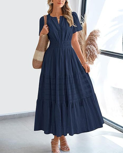 Damen Maxikleid mit voluminösem Rock Stalluxe