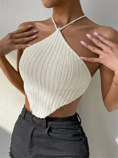 Damen gehäkeltes Crop-Top mit asymmetrischem Design Stalluxe