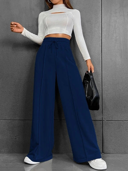 Damen Bequeme und elegante Lounge-Hose mit hohem Bund und praktischen Taschen Stalluxe