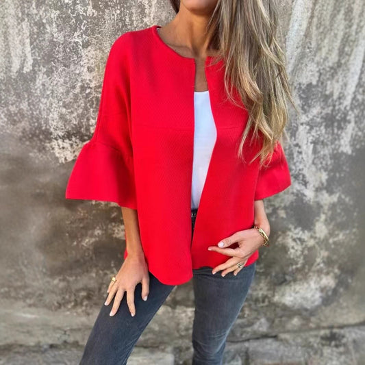 Damen Modische Jacke mit weitem Ärmel und leicht strukturiertem Stoff Stalluxe
