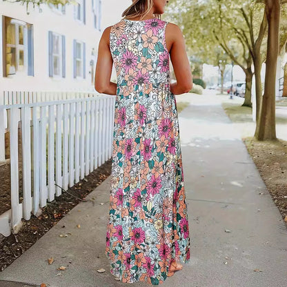 Damen Maxikleid mit floralem Muster und praktischen Taschen Stalluxe