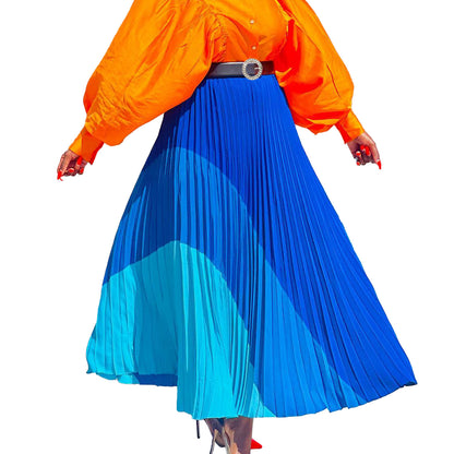 Damen Eleganter Plisseerock mit Gürtel und Farbverlauf Stalluxe