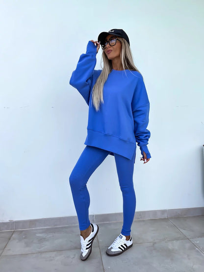 Damen Oversized Sweatshirt mit hoch geschnittenen Leggings Stalluxe