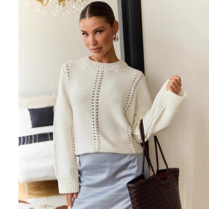 Damen Grober Strickpullover mit eleganter Struktur und weitem Schnitt Stalluxe