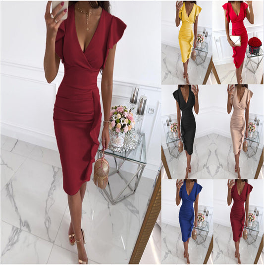 Damen Wickelkleid mit Rüschendetails Stalluxe