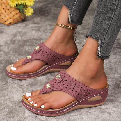 Damen Riemchen-Sandalen mit floralem Dekor und anatomischem Fußbett Stalluxe