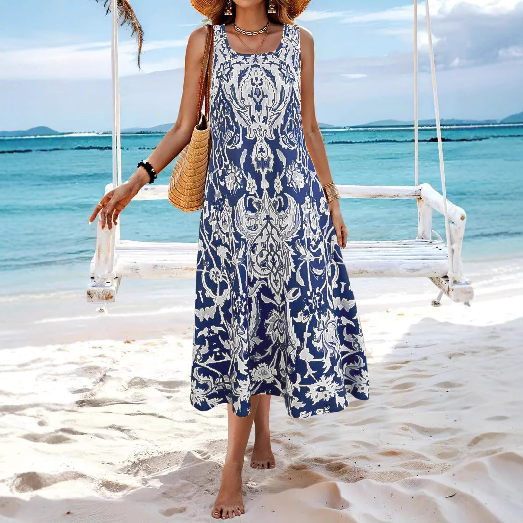 Damen Stilvolle A-Linie Midi Kleid mit aufwendigem Blumenmuster Stalluxe