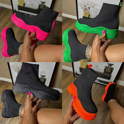 Damen Knöchelschuhe mit rutschfester Gummisohle und elastischem Strickdesign Stalluxe