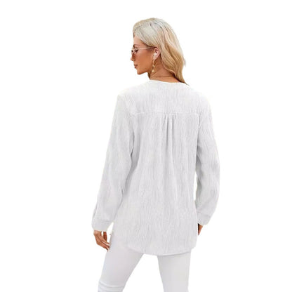 Damen Langarm Bluse mit klarer Struktur und Knopfdetails Stalluxe