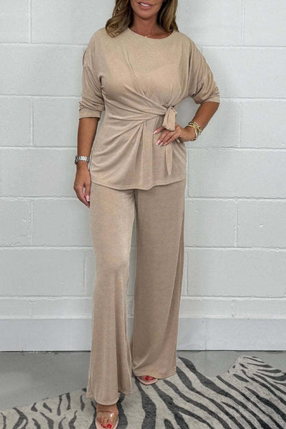 Damen modisches Two-In-One Lounge-Set mit elegantem Krawatten-Detail Stalluxe