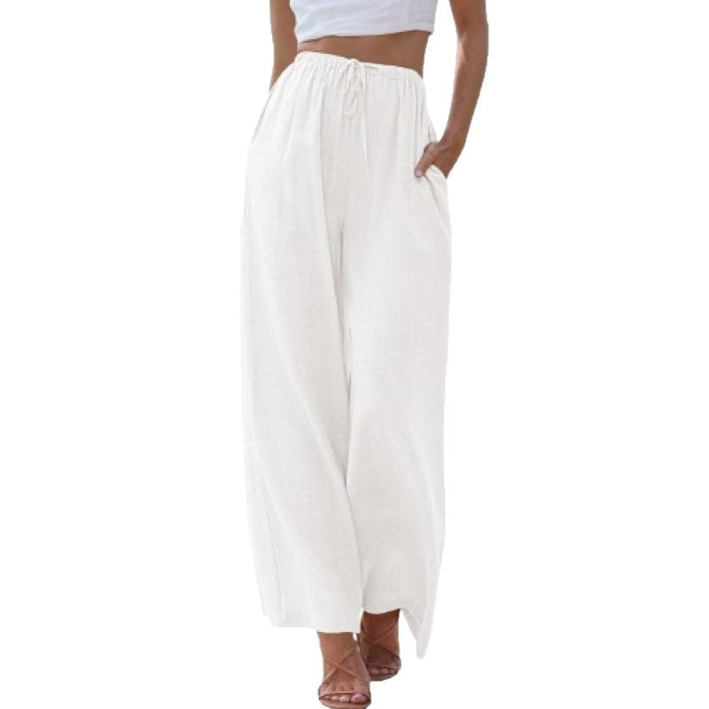 Damen Weite Palazzo-Hose mit elastischem Bund und seitlichen Taschen Stalluxe