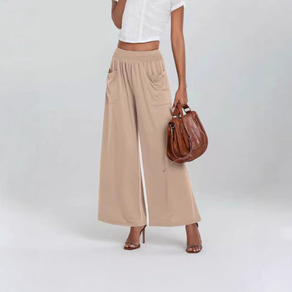 Damen Weite Palazzo-Hose mit elastischem Bund und Taschen Stalluxe