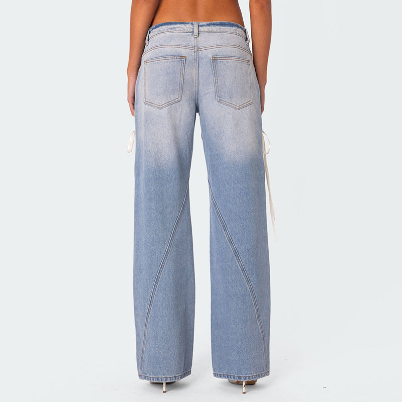 Damen Weite Jeans mit kontrastrierenden Schnüroptionen Stalluxe