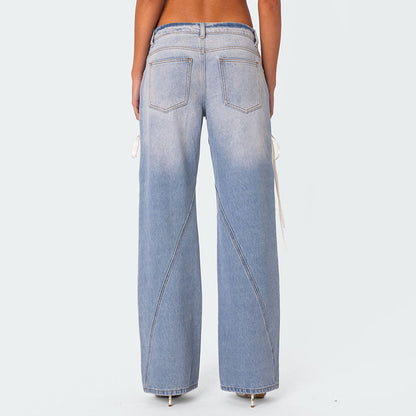Damen Weite Jeans mit kontrastrierenden Schnüroptionen Stalluxe