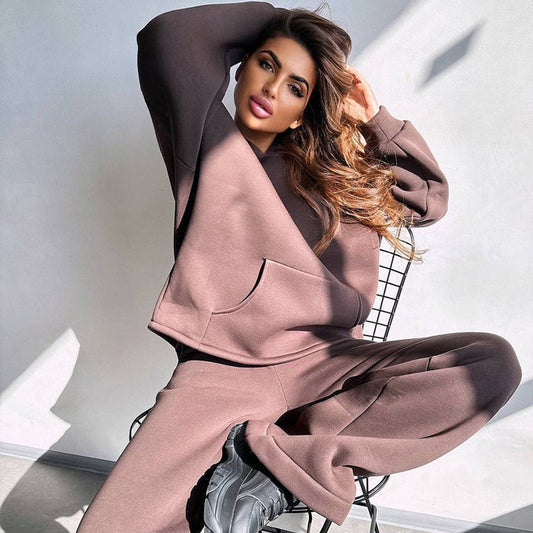 Damen lässiger Kapuzenpullover mit weitem Schnitt und bequemen Beinen Stalluxe
