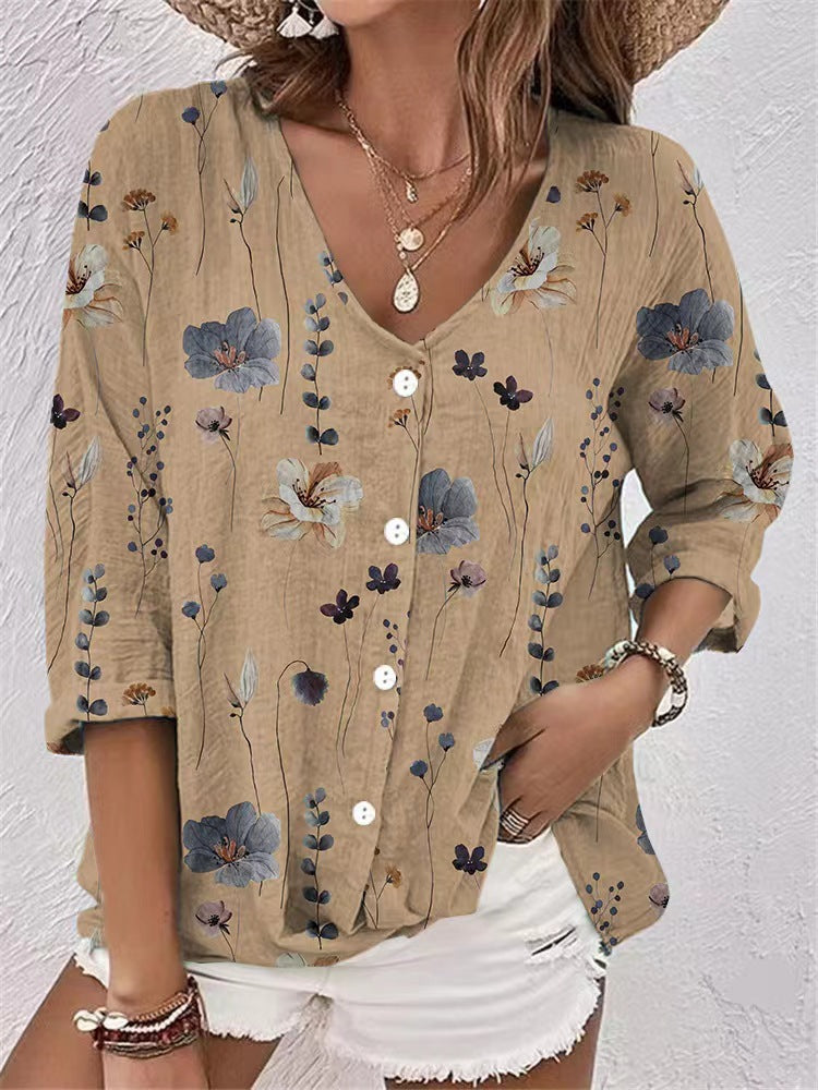 Damen Bluse mit floralem Design und knöpfbarer Vorderseite Stalluxe